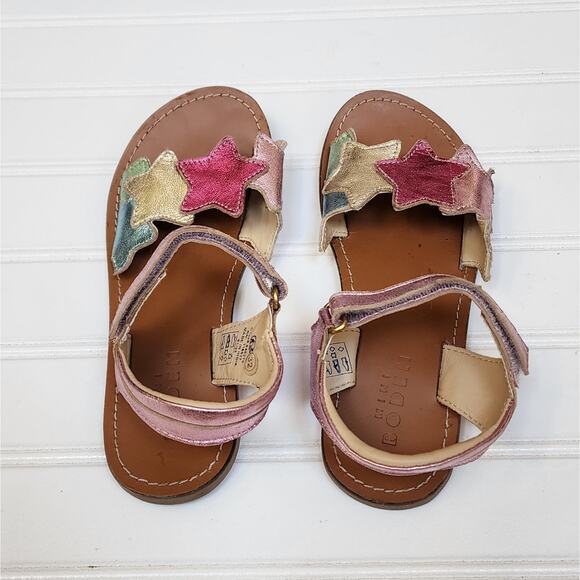 Mini Boden Girls Metallic Star Sandals Size 1 Metallic Pink - Picture 2 of 11